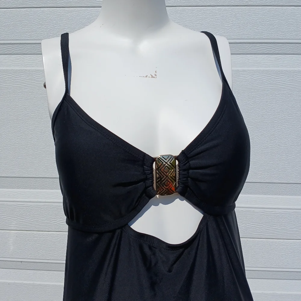 Apt. 9 Womens size M medium med Black One Piece Swimsuit Bathing Swim Suit